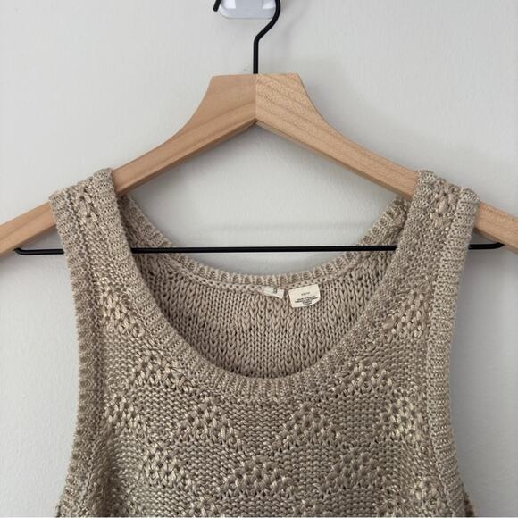 Anthropologie Moth Gold Sheen Shimmer Tight Knit Tank Top Sleeveless Round Neck - Picture 3 of 8
